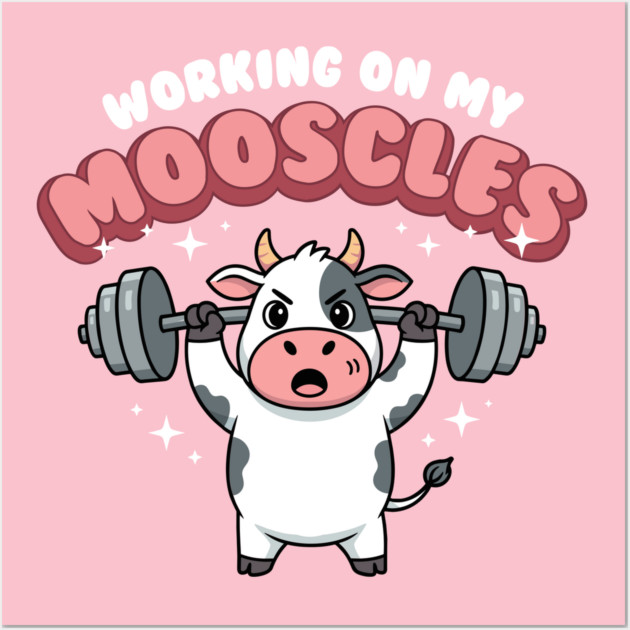 Moo-scular Cow Workout Humor Wall Art by enrynz