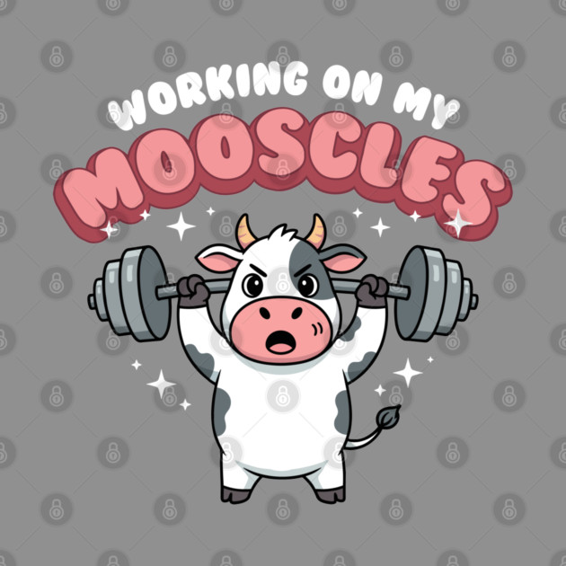 Moo-scular Cow Workout Humor by enrynz