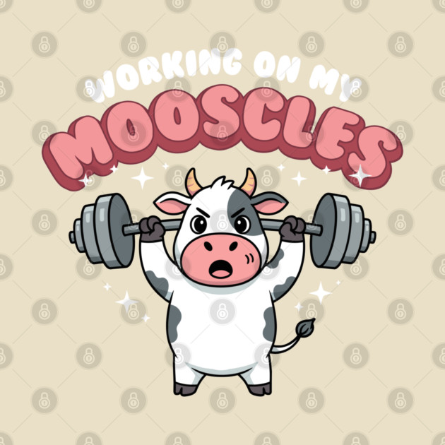 Moo-scular Cow Workout Humor by enrynz