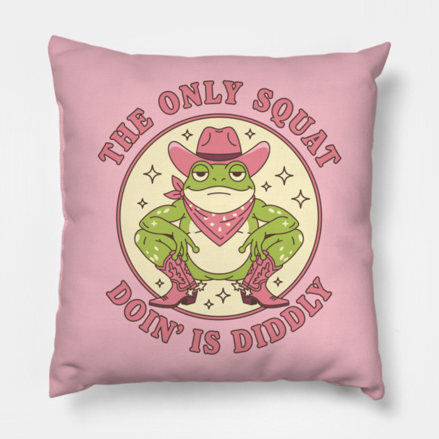 Squatchin' Cowboy Frog Pillow by enrynz