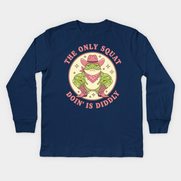 Squatchin' Cowboy Frog Kids Long Sleeve T-Shirt by enrynz