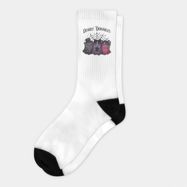 Cute Little "Deadly 'Dorables" Adorable Goth Monsters Socks by Luxinda