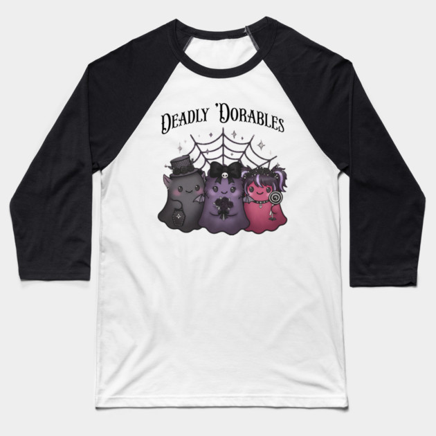 Cute Little "Deadly 'Dorables" Adorable Goth Monsters Baseball T-Shirt by Luxinda