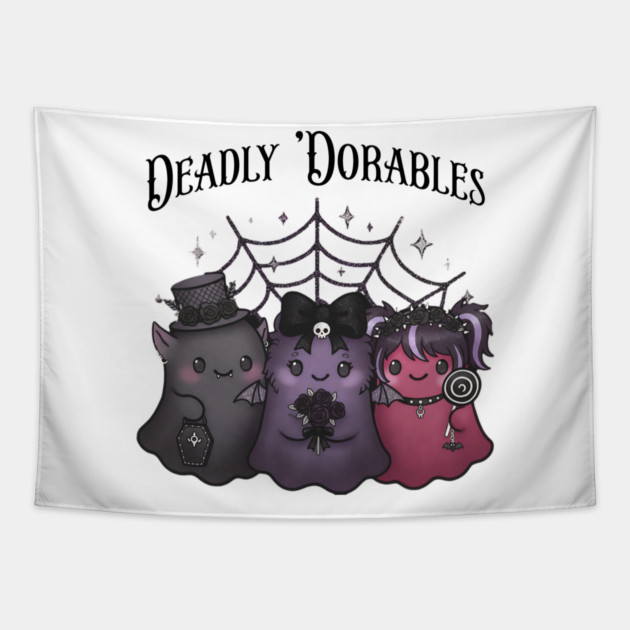 Cute Little "Deadly 'Dorables" Adorable Goth Monsters Tapestry by Luxinda