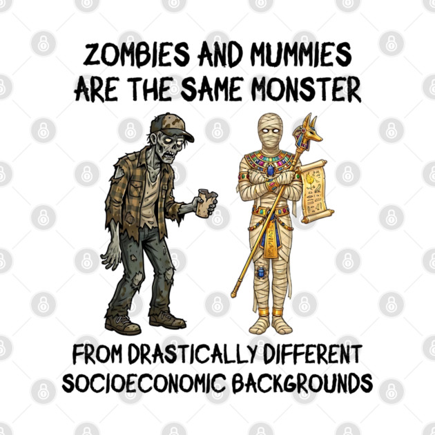 Zombies and Mummies Are The Same Monster, funny design by Luxinda