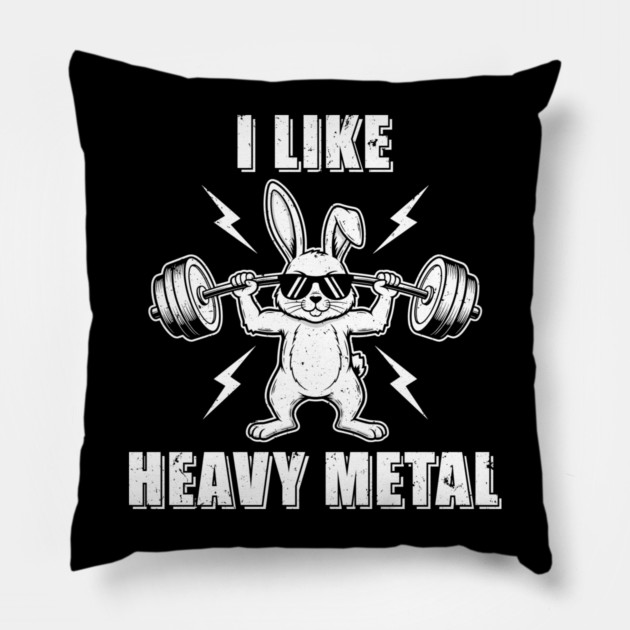I Like Heavy Metal Bunny Pillow by enrynz
