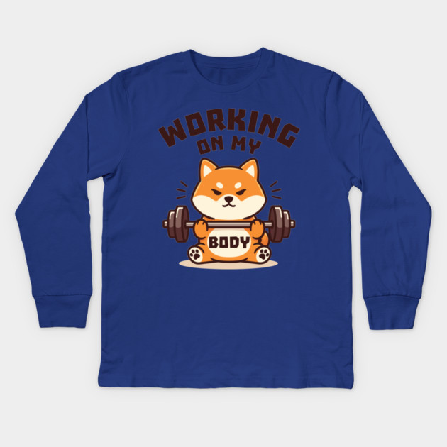 Working On My Body Kids Long Sleeve T-Shirt by enrynz