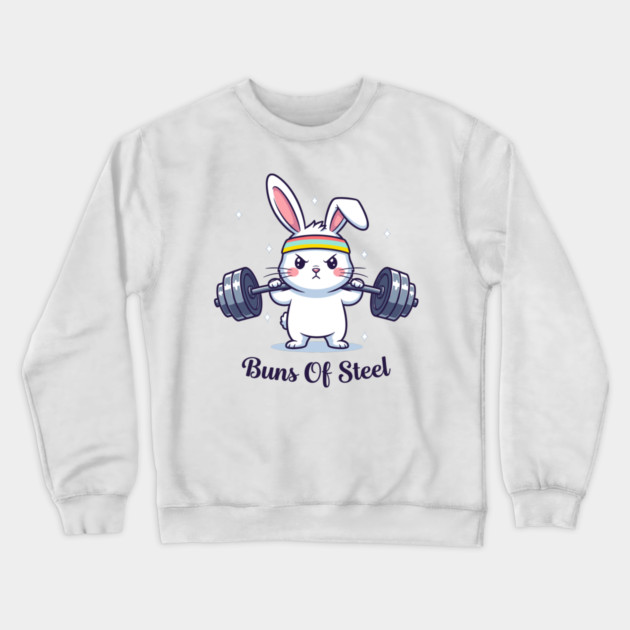 Bunny Buns Of Steel Crewneck Sweatshirt by enrynz