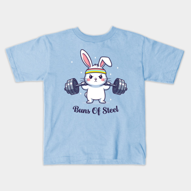 Bunny Buns Of Steel Kids T-Shirt by enrynz