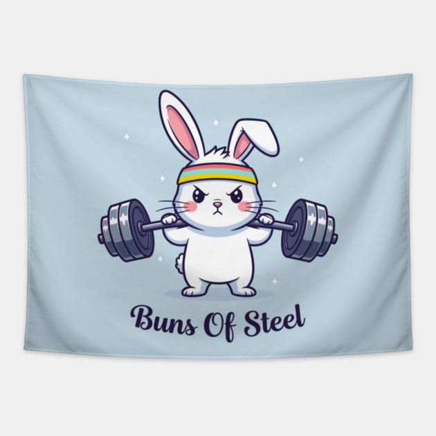 Bunny Buns Of Steel Tapestry by enrynz