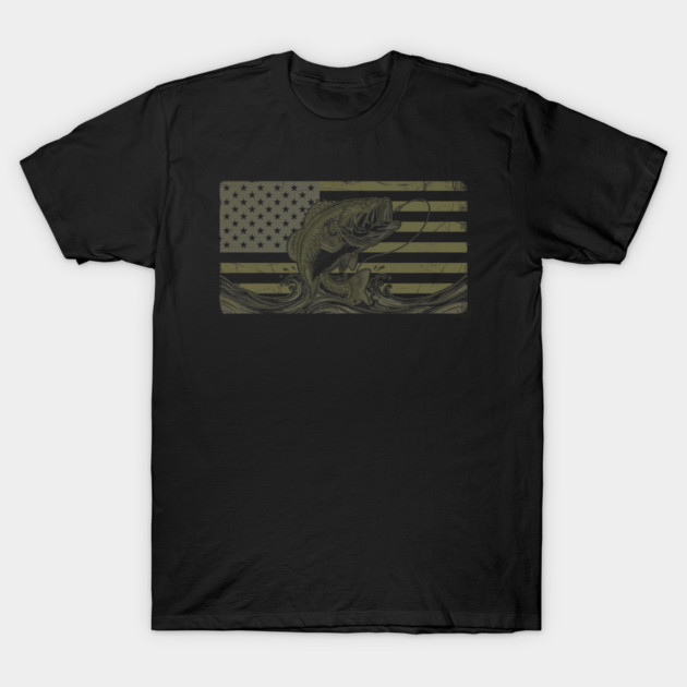 American Bass Fishing Flag Fisherman Patriot T-Shirt by ArtistTee ⭐⭐⭐⭐⭐