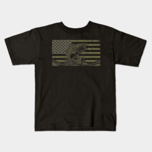 American Bass Fishing Flag Fisherman Patriot Kids T-Shirt