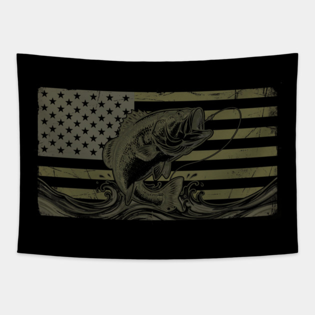 American Bass Fishing Flag Fisherman Patriot Tapestry by ArtistTee ⭐⭐⭐⭐⭐
