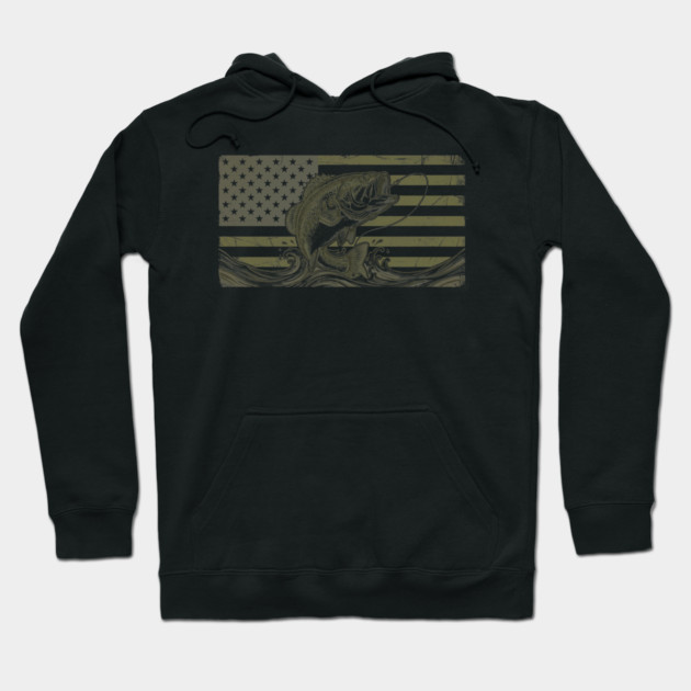 American Bass Fishing Flag Fisherman Patriot Hoodie by ArtistTee ⭐⭐⭐⭐⭐