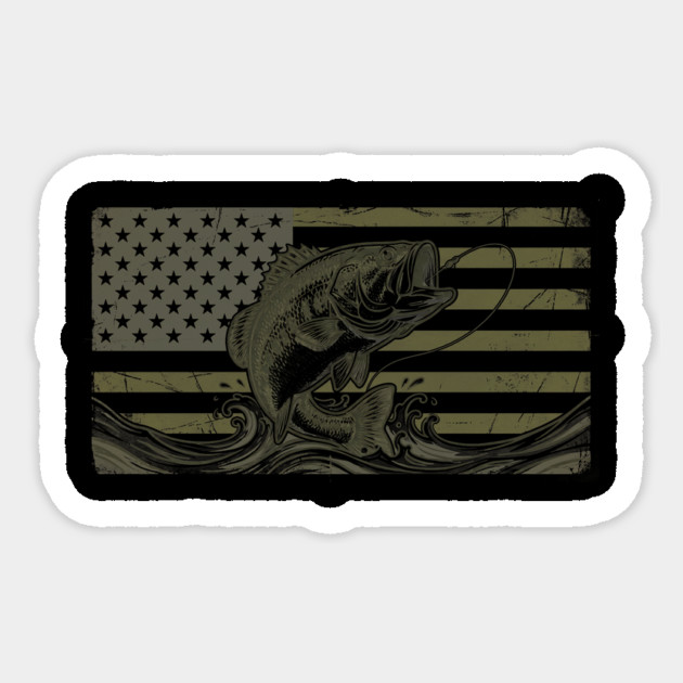 American Bass Fishing Flag Fisherman Patriot Sticker by ArtistTee ⭐⭐⭐⭐⭐