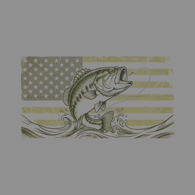 American Bass Fishing Flag Fisherman Patriot by ArtistTee ⭐⭐⭐⭐⭐