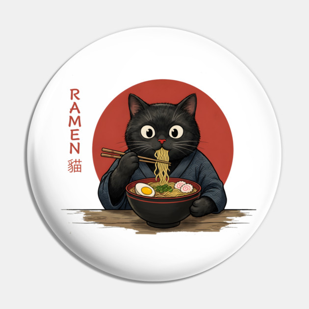 Ramen Cat Japanese Food Lover Pin by ArtistTee ⭐⭐⭐⭐⭐