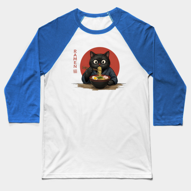 Ramen Cat Japanese Food Lover Baseball T-Shirt by ArtistTee ⭐⭐⭐⭐⭐