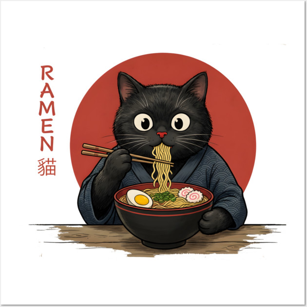 Ramen Cat Japanese Food Lover Wall Art by ArtistTee ⭐⭐⭐⭐⭐
