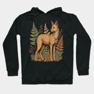 Asian Wild Dog Autumn Ferns Vintage Art Hoodie