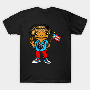Coqui Frog Puerto Rico Puerto Rican Flag Taino Boricua T-Shirt