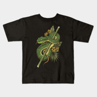Bamboo Pit Viper Rainforest Vintage Art Kids T-Shirt