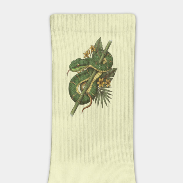 Bamboo Pit Viper Rainforest Vintage Art by BirdsnStuff