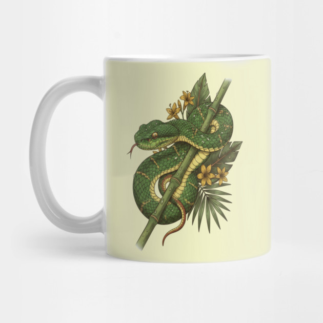 Bamboo Pit Viper Rainforest Vintage Art by BirdsnStuff