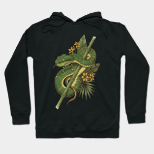 Bamboo Pit Viper Rainforest Vintage Art Hoodie