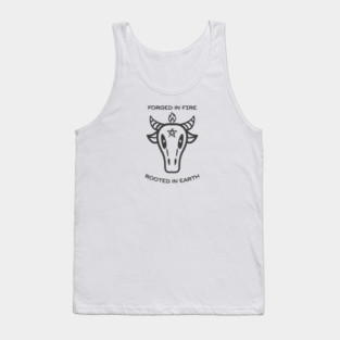 Forged in Fire Rooted in Earth – Cow Skull Spiritual Gothic Tank Top