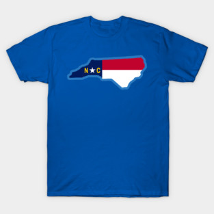 North Carolina State Flag Silhouette – Carolina Blue Border NC Graphic T-Shirt