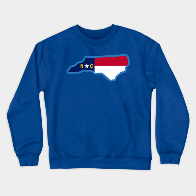 North Carolina State Flag Silhouette – Carolina Blue Border NC Graphic Crewneck Sweatshirt by DonWillisJrArt