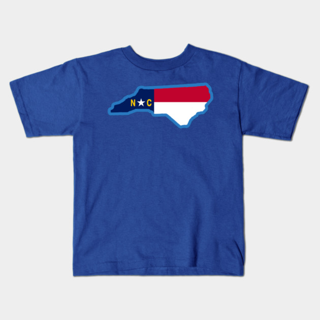 North Carolina State Flag Silhouette – Carolina Blue Border NC Graphic Kids T-Shirt by DonWillisJrArt