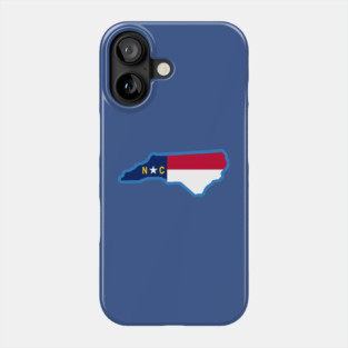 North Carolina State Flag Silhouette – Carolina Blue Border NC Graphic Phone Case