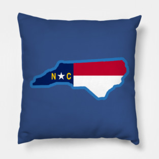 North Carolina State Flag Silhouette – Carolina Blue Border NC Graphic Pillow