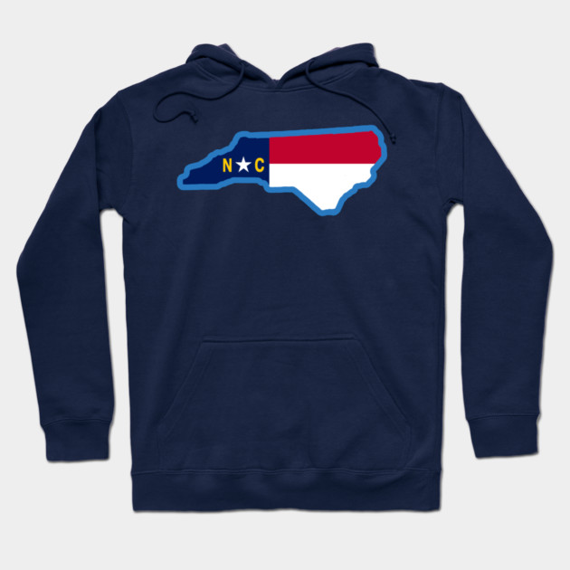 North Carolina State Flag Silhouette – Carolina Blue Border NC Graphic Hoodie by DonWillisJrArt