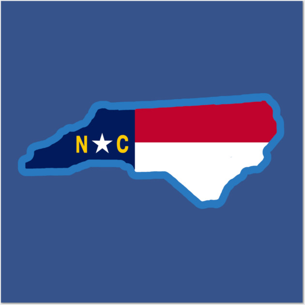 North Carolina State Flag Silhouette – Carolina Blue Border NC Graphic Wall Art by DonWillisJrArt