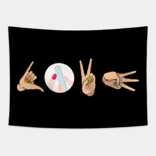 Love Nail Technician Hand Sign Manicure Artist Heart Tapestry