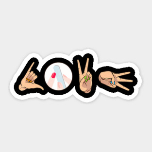 Love Nail Technician Hand Sign Manicure Artist Heart Sticker