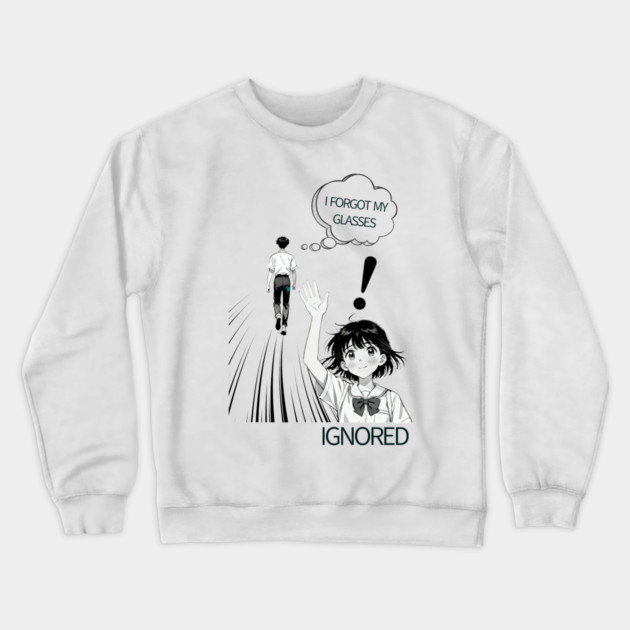 I forgot my glasses funny anime design Crewneck Sweatshirt by bryan's Store 3