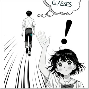 I forgot my glasses funny anime design Posters and Art