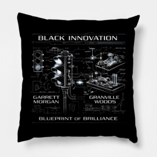 Black Innovation Blueprint – Garrett Morgan & Granville Woods Pillow