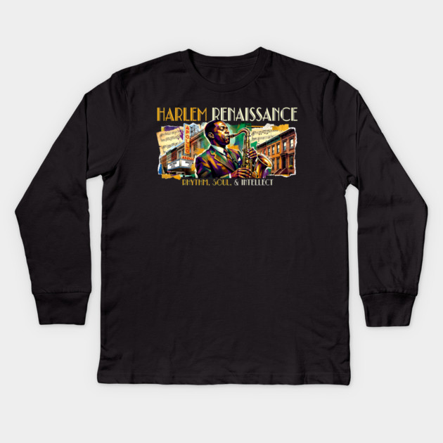Harlem Renaissance – Rhythm, Soul & Intellect Jazz Art Kids Long Sleeve T-Shirt by UrbanLifeApparel