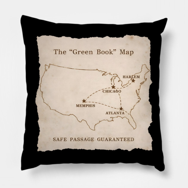 The Green Book Map – Safe Passage Guaranteed History Pillow by UrbanLifeApparel