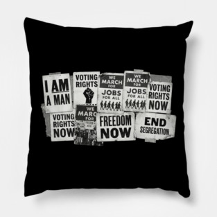 Civil Rights Protest Signs – I Am A Man & Freedom Now Collage Pillow