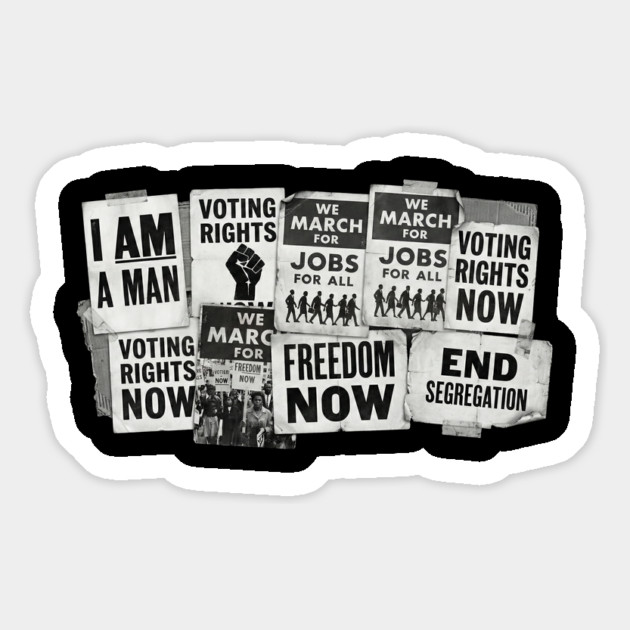 Civil Rights Protest Signs – I Am A Man & Freedom Now Collage Magnet by UrbanLifeApparel