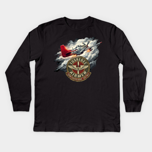 Tuskegee Airmen – Red Tails 332nd Fighter Group Tribute Kids Long Sleeve T-Shirt by UrbanLifeApparel
