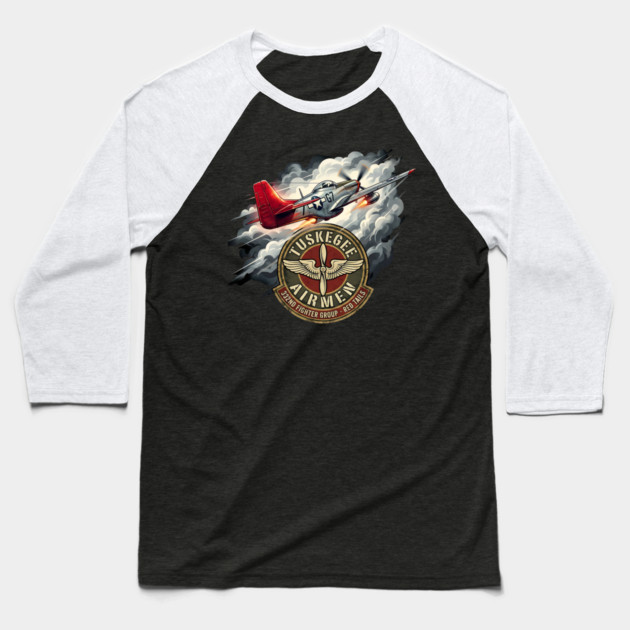 Tuskegee Airmen – Red Tails 332nd Fighter Group Tribute Baseball T-Shirt by UrbanLifeApparel