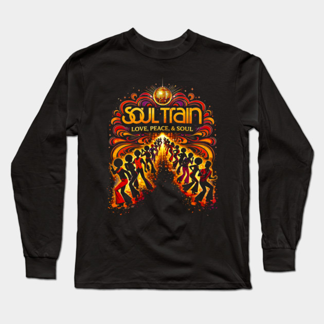 Soul Train – Love, Peace, & Soul 70s Disco Tribute Long Sleeve T-Shirt by UrbanLifeApparel