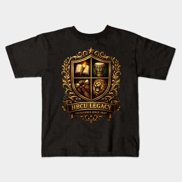 HBCU Legacy Crest – Excellence Since 1837 Kids T-Shirt by UrbanLifeApparel